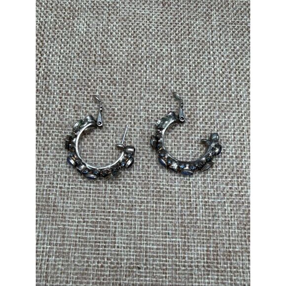 Sorrelli Crystal Hoop Earrings โ Blue & Iridescent Stones โ As Is - Picture 5 of 9